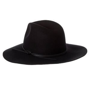Phenix Wool Felt Leather Trim Fedora Hat Black One Size